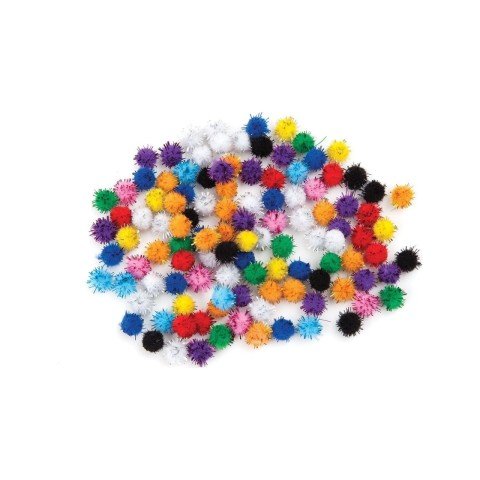 Puti 10 Mm Metalik Pom Pom 100 LÜ