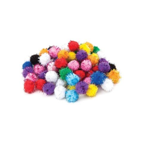 Puti Pom Pom Karışık Metalik 10mm-20mm-30 mm