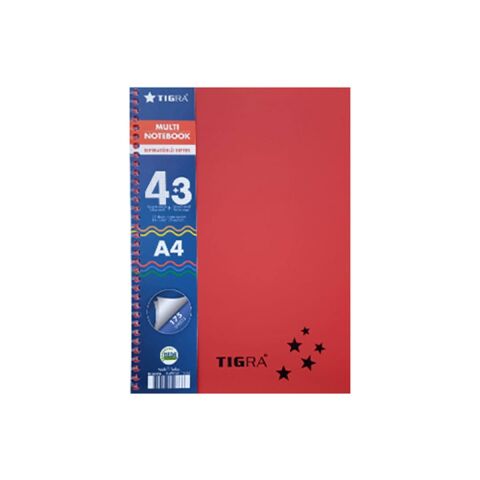 Tigra Seperatörlü Spiralli A4 Defter 175 Yaprak 4 Kareli 3 Çizgili