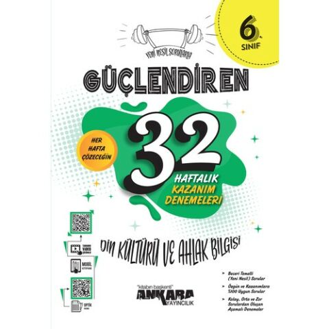 Ankara Yayıncılık 6.Sınıf Güçlendiren 32 Haftalık Din Kültürü Kazanım Denemeleri
