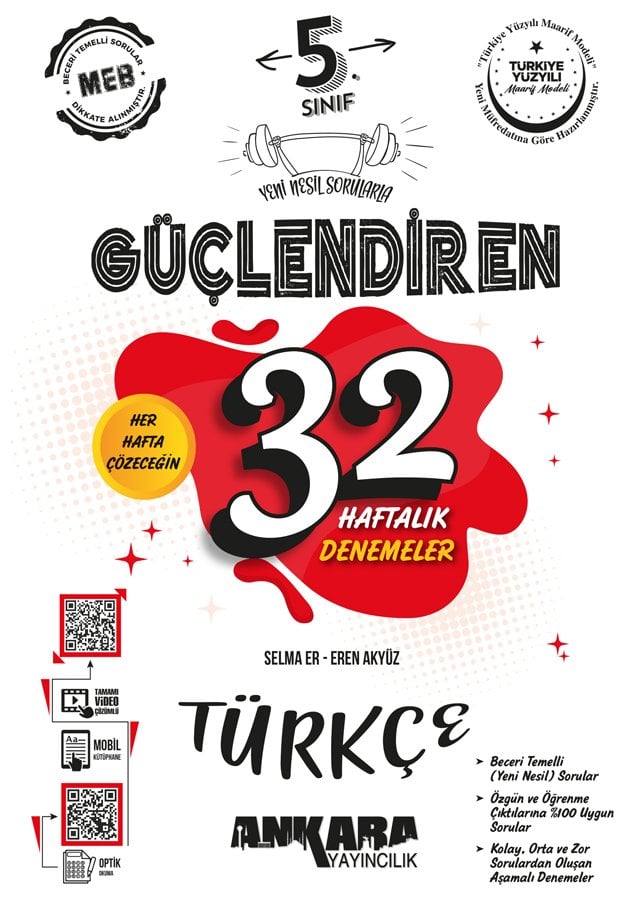 Ankara Yayınları 5.Sınıf Güçlendiren 32 Haftalık Türkçe Kazanım Denemeleri 2025