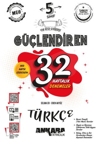 Ankara Yayınları 5.Sınıf Güçlendiren 32 Haftalık Türkçe Kazanım Denemeleri 2025