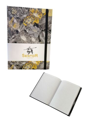 Sentor Çiçek desenli suni deri 168 ypr çizgili 14 x 20cm çok amaçlı defter