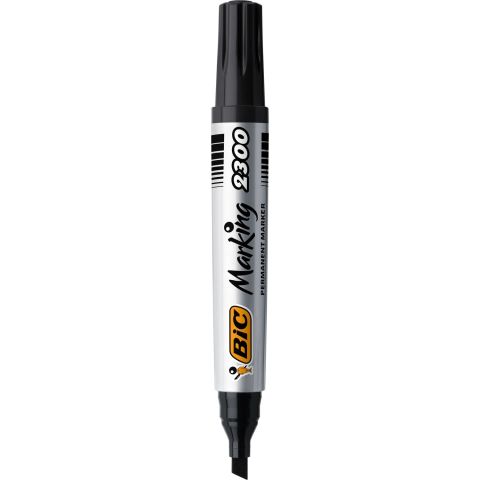 Bic Marker 2300 Kesik Uçlu Permanent Markör Siyah 12'li Kutu