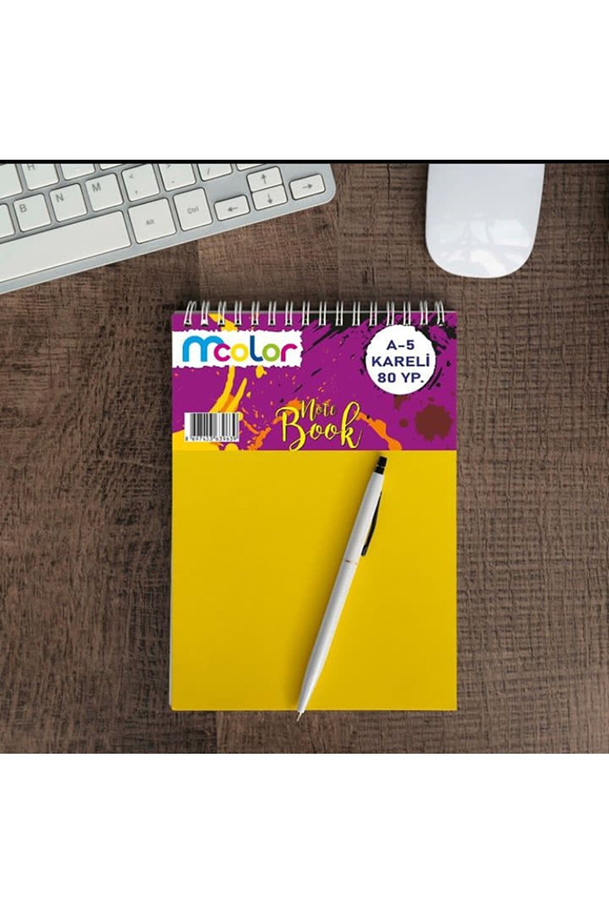 mcolor A5 Pp Kapak Üstten Sipralli Kareli Not defteri