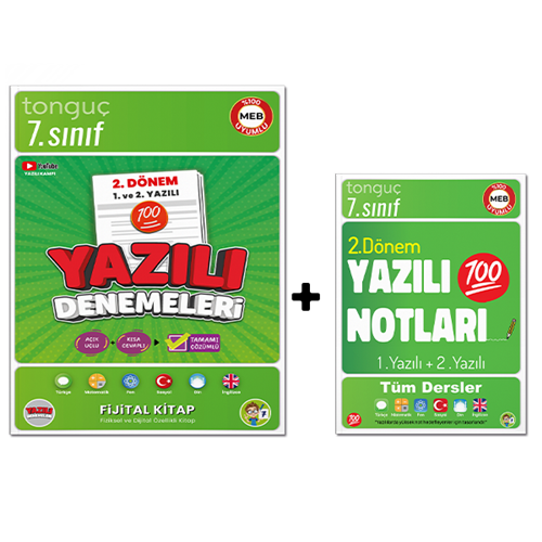 Tonguç Akademi 7.Sınıf 2. Dönem 1. ve 2. Yazılı Notları + Yazılı Denemeleri 2'li Set