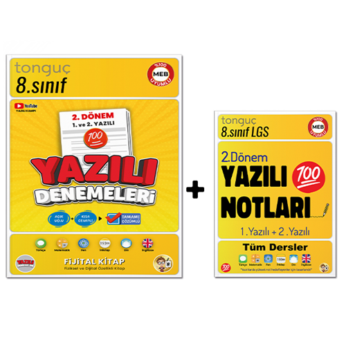Tonguç Akademi 8.Sınıf 2. Dönem 1. ve 2. Yazılı Notları + Yazılı Denemeleri 2'li Set