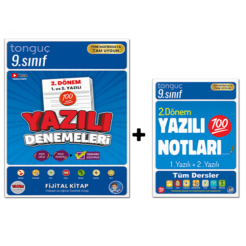 Tonguç Akademi 9.Sınıf 2. Dönem 1. ve 2. Yazılı Notları + Yazılı Denemeleri 2'li Set