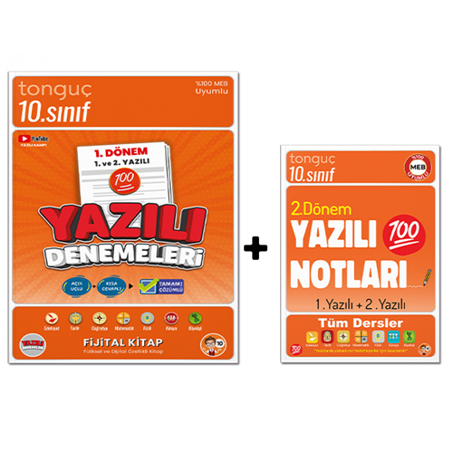 Tonguç Akademi 10.Sınıf 2. Dönem 1. ve 2. Yazılı Notları + Yazılı Denemeleri 2'li Set