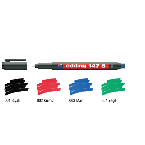 EDDİNG 147 S ASETAT KALEMİ SİLGİLİ KIRMIZI