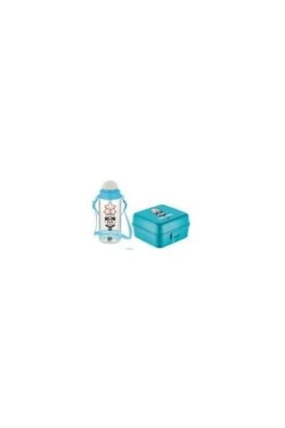 Gıpta Blue-Me Tritan Pipetli Matara 500 cc + Desenli Beslenme Kabı Seti – A.Mavi