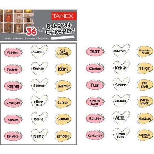 Tanex MTC-604 Baharat Etiketi (36 Adet Etiket)
