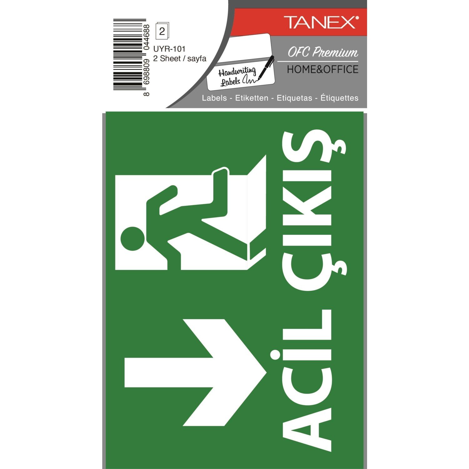 Tanex UYR-101 Acil Çıkış Uyarı Etiketi (Aşağıya)10 Cm X 15 Cm 2 Adet