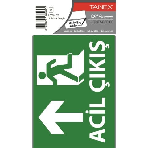 Tanex UYR-102 Acil Çıkış Uyarı Etiketi (Yukarıya)10 Cm X 15 Cm 2 Adet