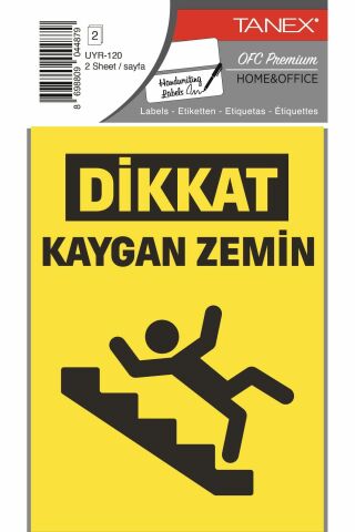 Tanex UYR-120 Kaygan Zemin Uyarı Etiketi 10 Cm X 15 Cm - 2 Adet