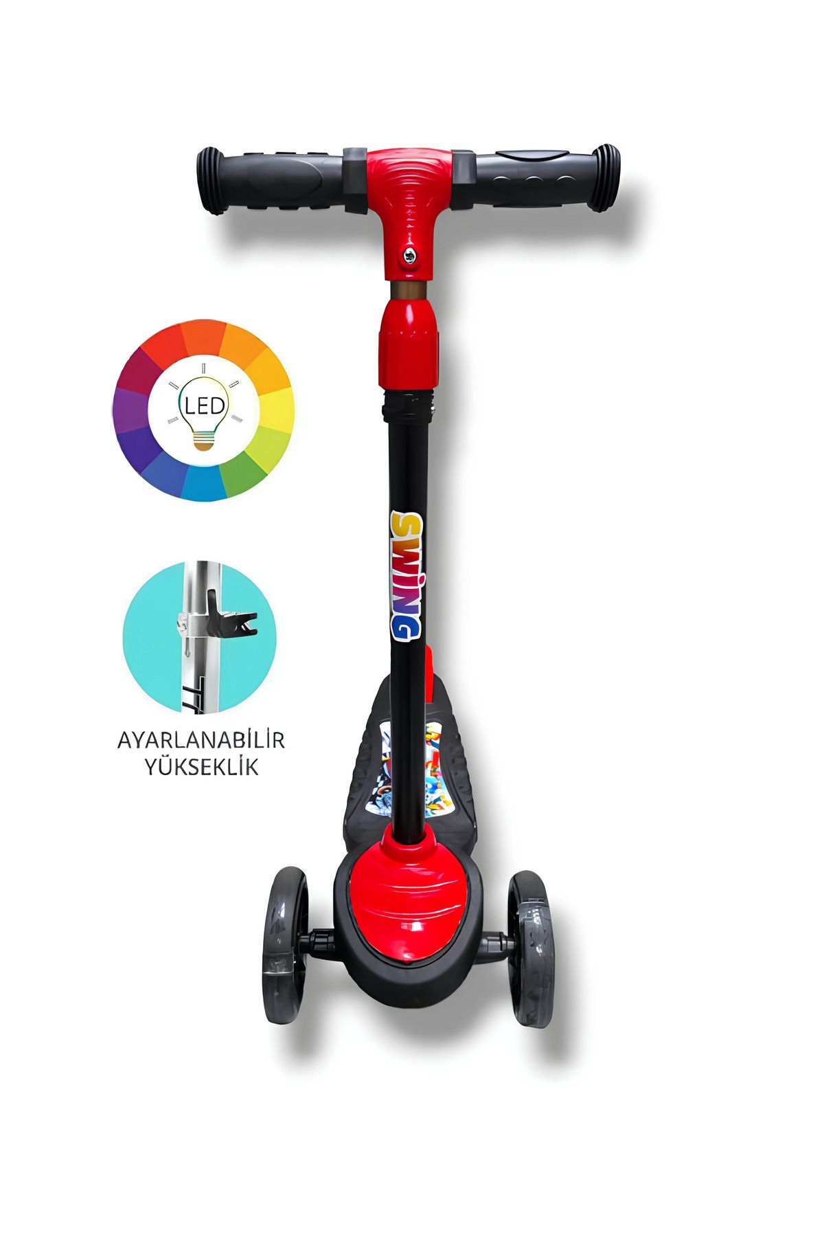 Swing Scooter Işıklı - Kırmızı (Kutulu)