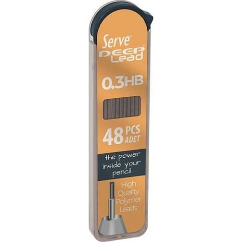 Serve Deep 0.3 Mm HB Siyah Kalem Ucu 48 li Renkli Gövde - Sarı
