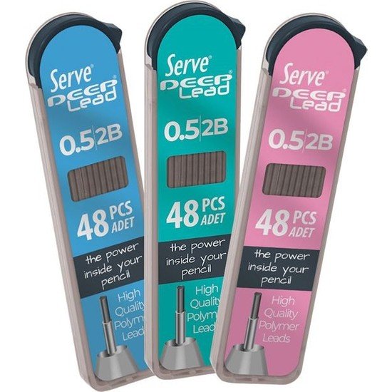 Serve Deep 0.5 Mm 2B Siyah Kalem Ucu 48 li Renkli Gövde – Mavi
