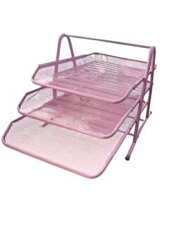 Maxx 2003c Metal 3 Lü Hareketli Evrak Rafı  - Pastel Pembe