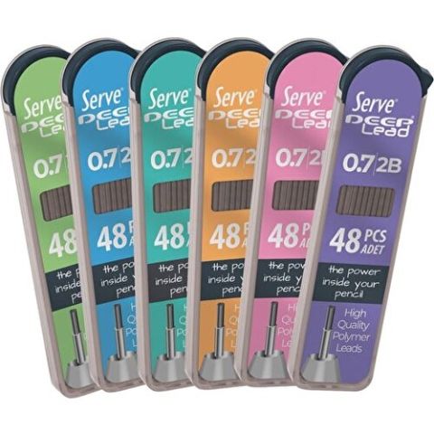 Serve Deep 0.7 Mm 2B Siyah Kalem Ucu 48 li Renkli Gövde – Mavi