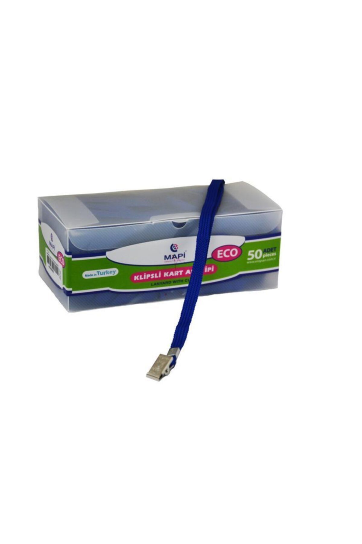 Mapi Metal Klipsli-Polyester Dokuma Kart Askı İpi Mavi (1 Adet)